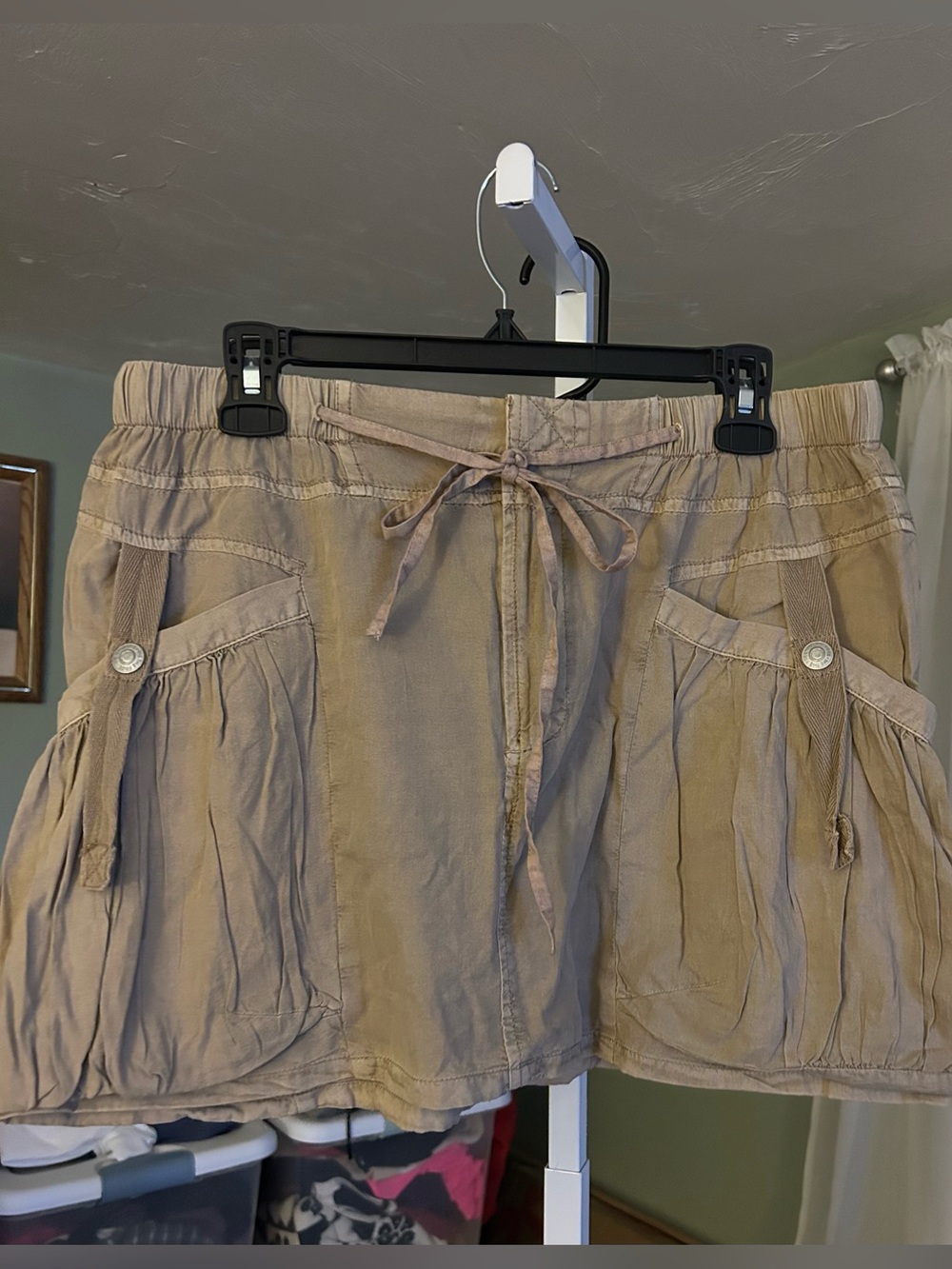We The Free Play It Cool Drawstring Skirt in Warm Taupe